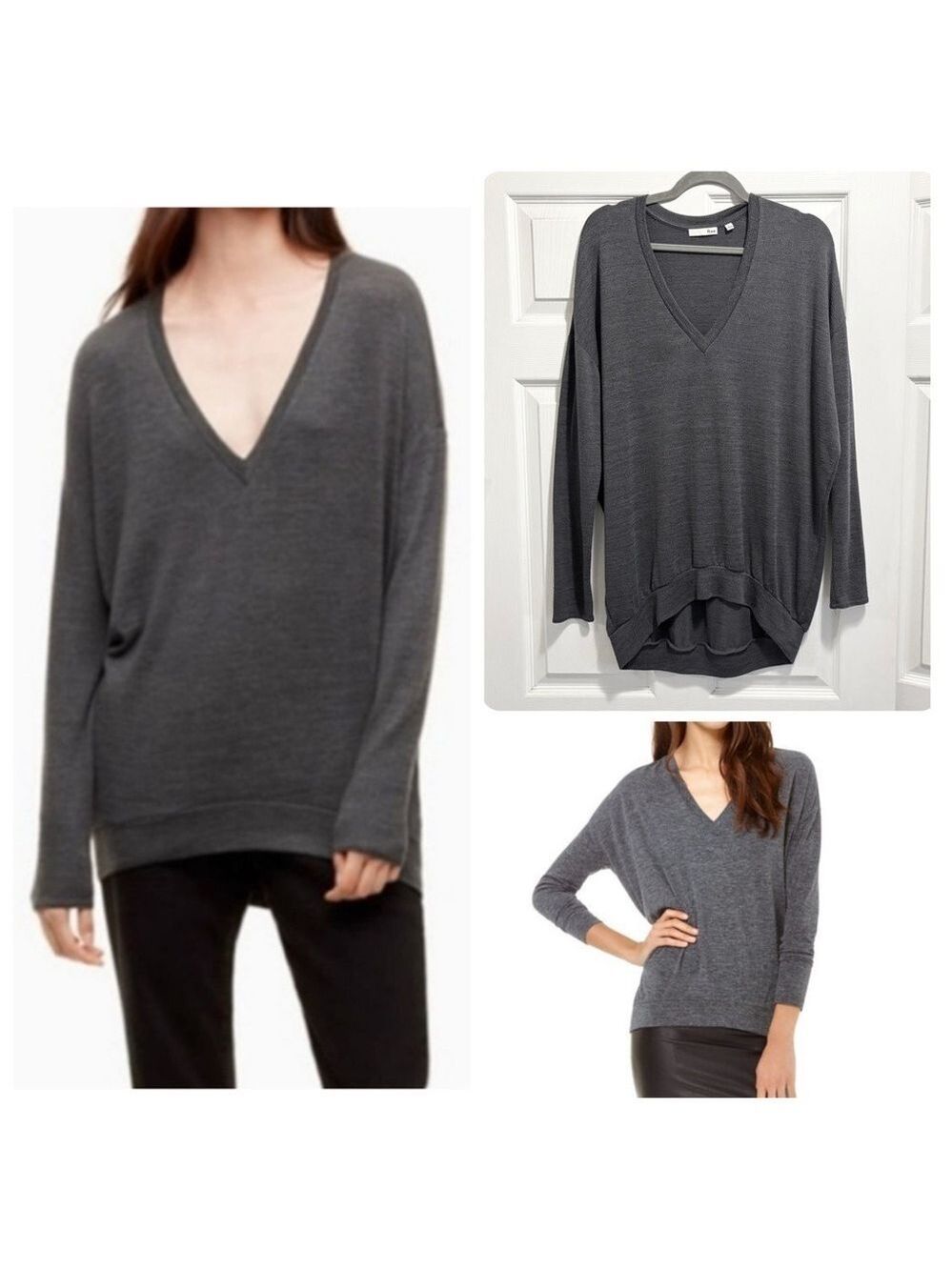 Aritzia Wilfred Free Devinette Top Slouchy Oversized Sweater V Neck Size Large